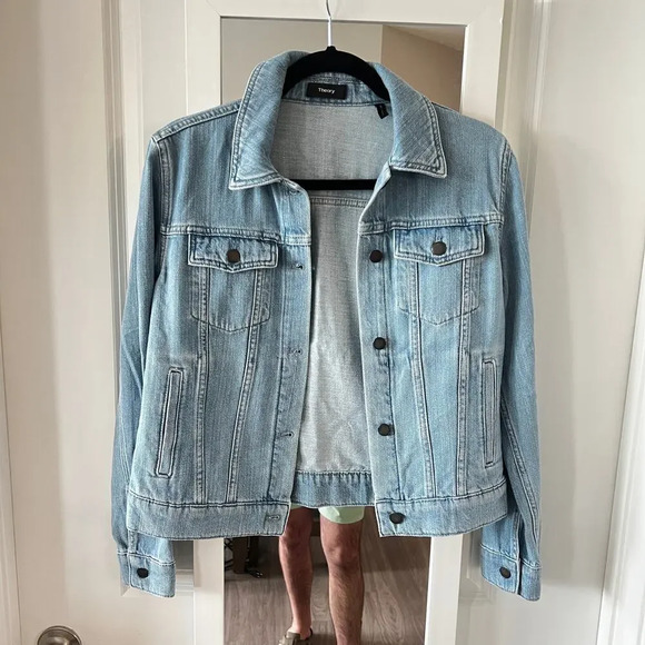 1075 Theory Denim Jacket Size P/XS Color Blue - Picture 2 of 6